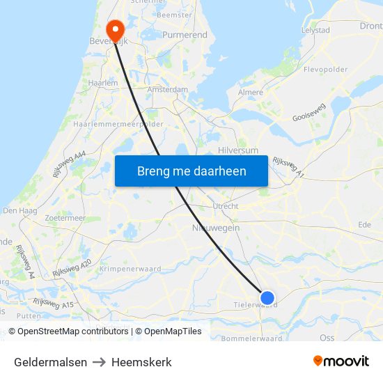 Geldermalsen to Heemskerk map