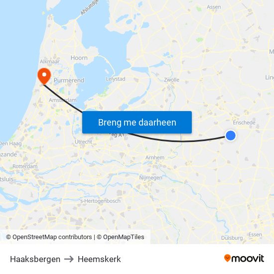 Haaksbergen to Heemskerk map