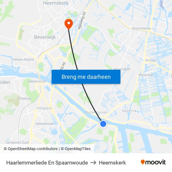 Haarlemmerliede En Spaarnwoude to Heemskerk map