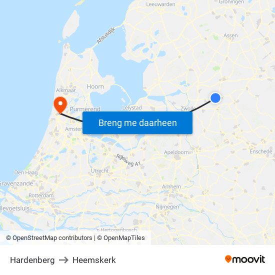 Hardenberg to Heemskerk map