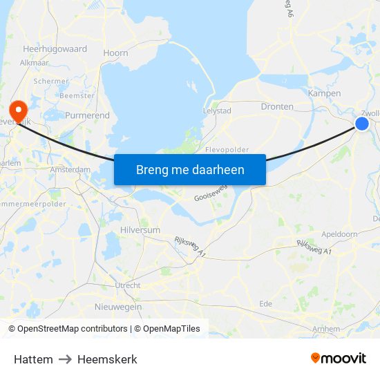 Hattem to Heemskerk map