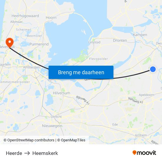 Heerde to Heemskerk map