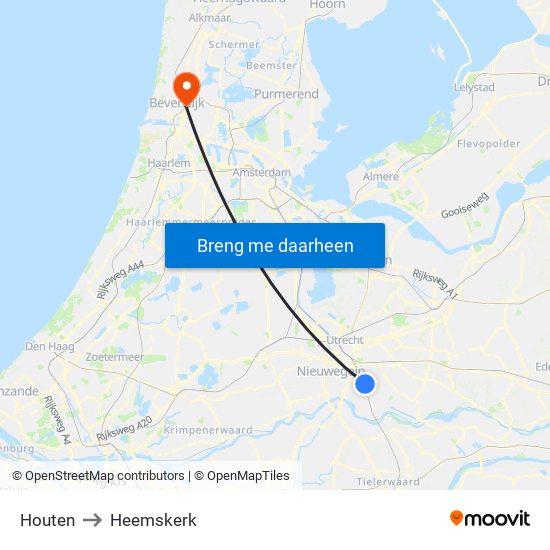 Houten to Heemskerk map