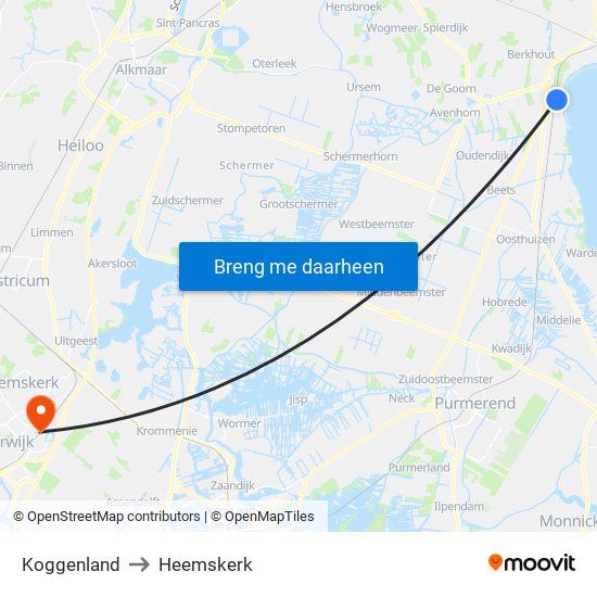 Koggenland to Heemskerk map