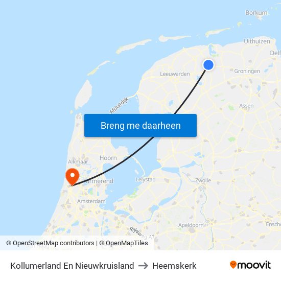 Kollumerland En Nieuwkruisland to Heemskerk map