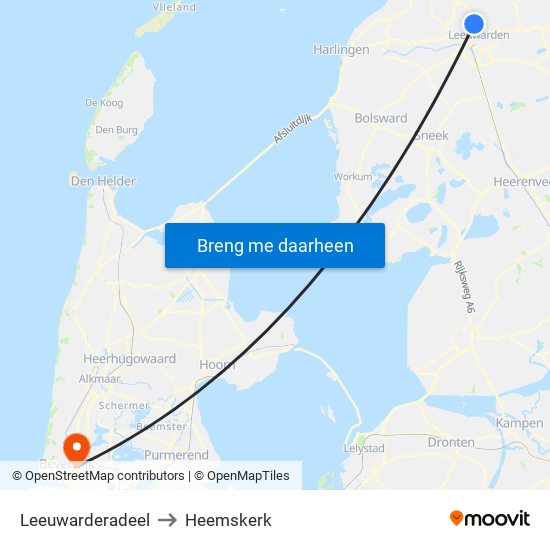 Leeuwarderadeel to Heemskerk map