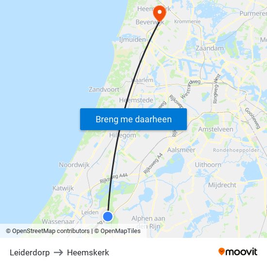Leiderdorp to Heemskerk map