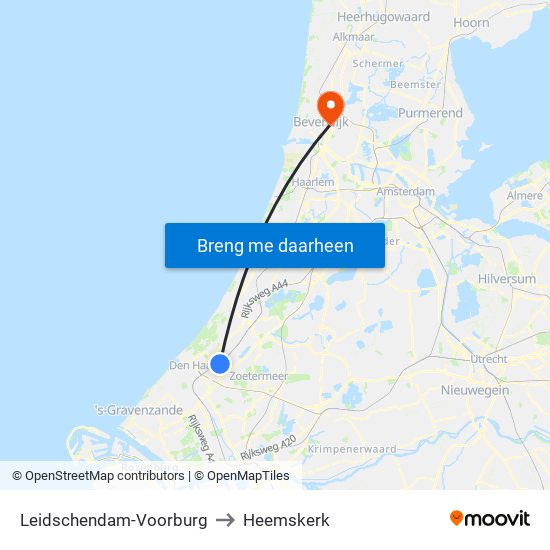 Leidschendam-Voorburg to Heemskerk map