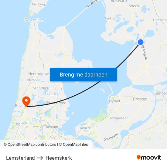 Lemsterland to Heemskerk map