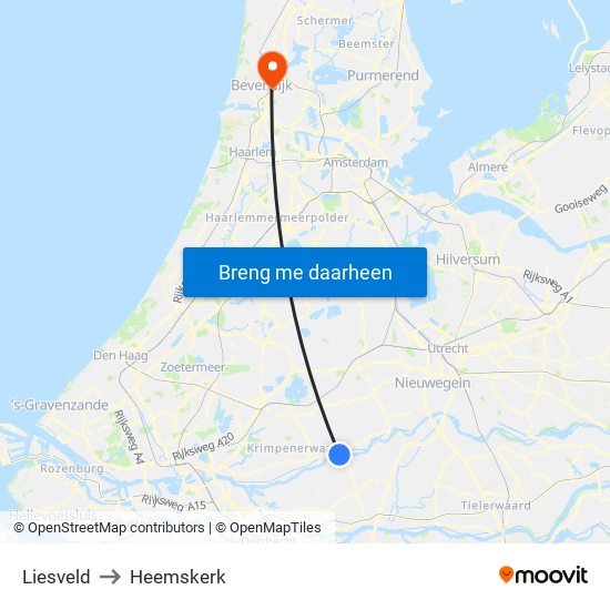 Liesveld to Heemskerk map