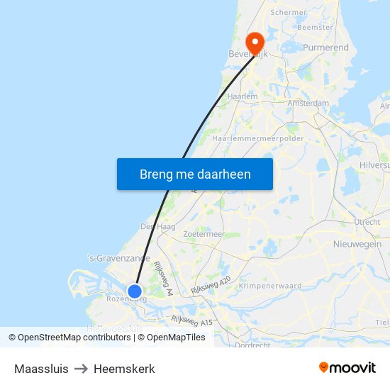 Maassluis to Heemskerk map