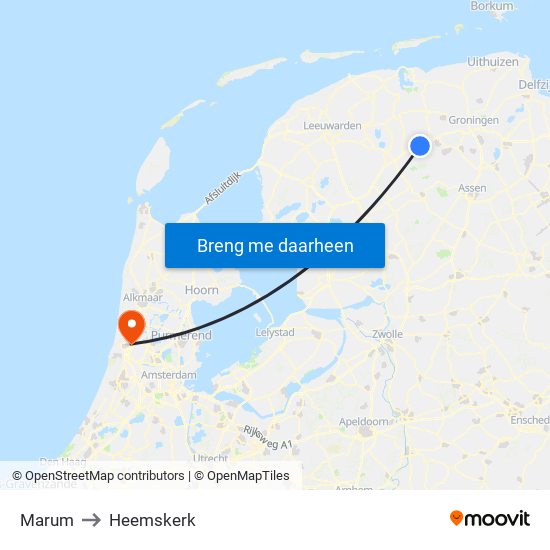 Marum to Heemskerk map