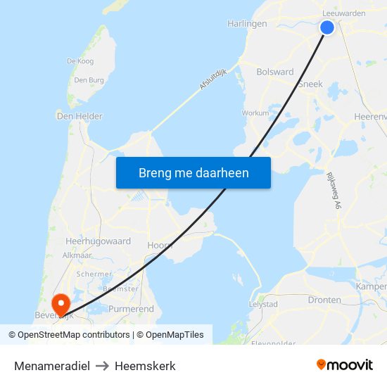Menameradiel to Heemskerk map
