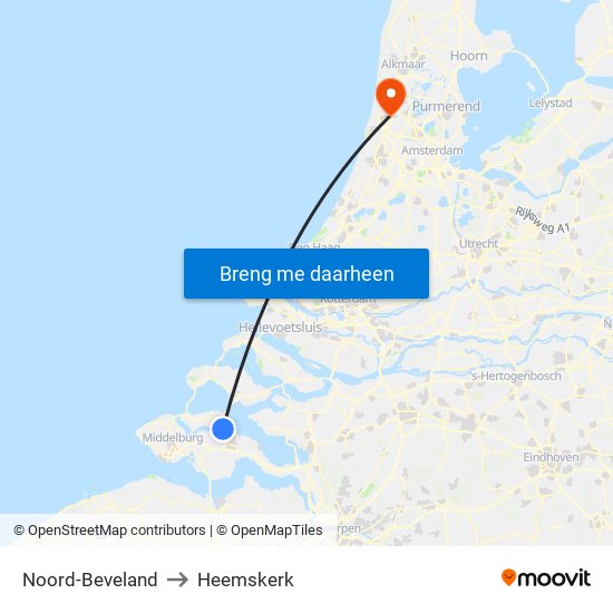 Noord-Beveland to Heemskerk map