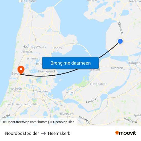 Noordoostpolder to Heemskerk map