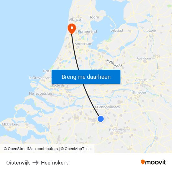 Oisterwijk to Heemskerk map