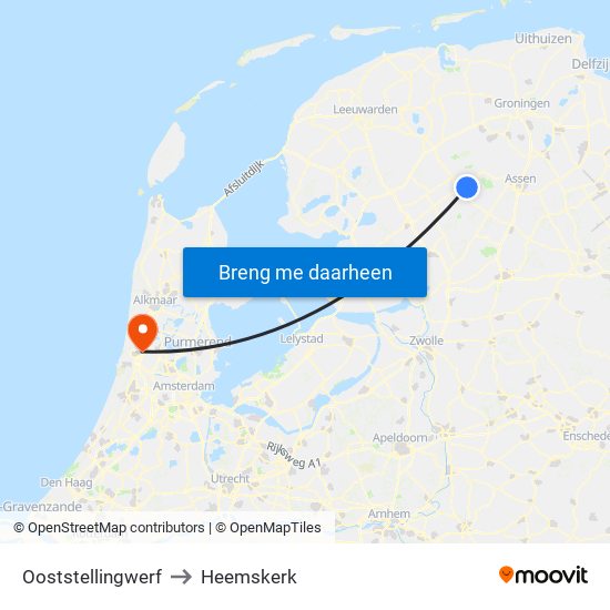 Ooststellingwerf to Heemskerk map