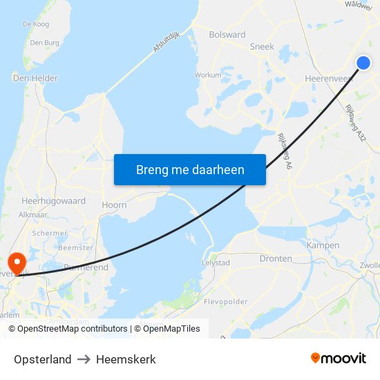 Opsterland to Heemskerk map
