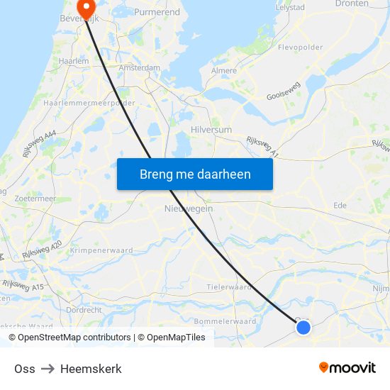 Oss to Heemskerk map