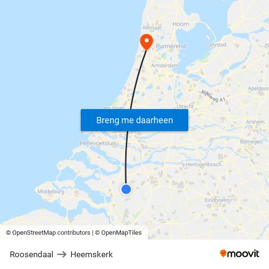 Roosendaal to Heemskerk map