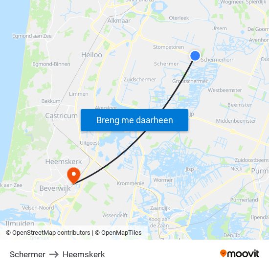 Schermer to Heemskerk map