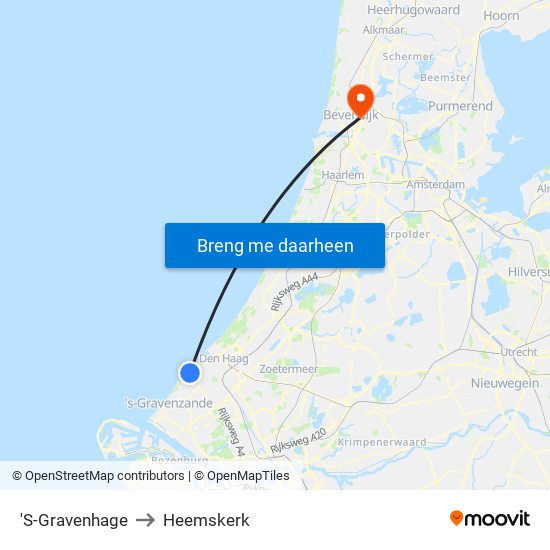 'S-Gravenhage to Heemskerk map