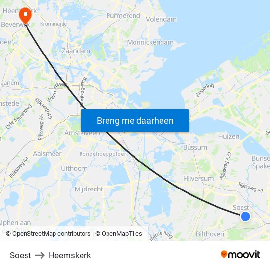 Soest to Heemskerk map