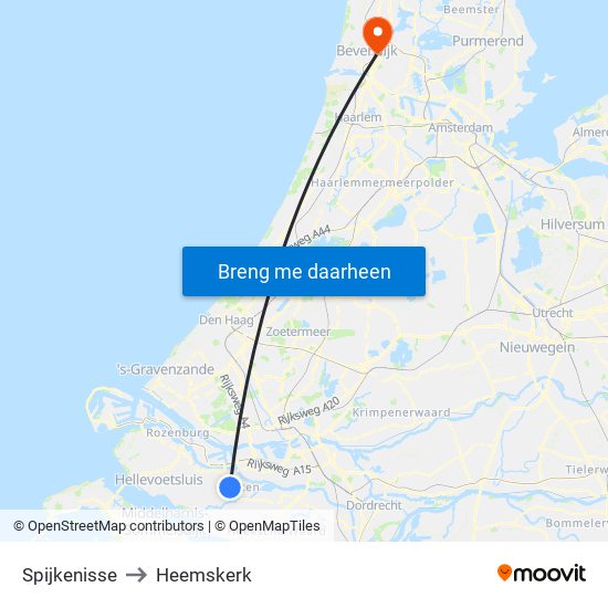 Spijkenisse to Heemskerk map