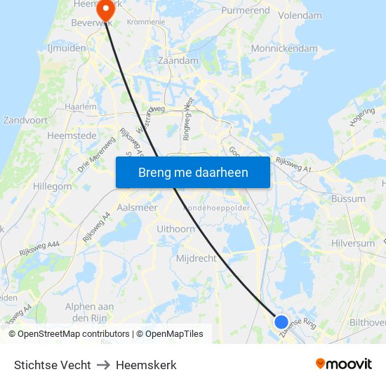 Stichtse Vecht to Heemskerk map