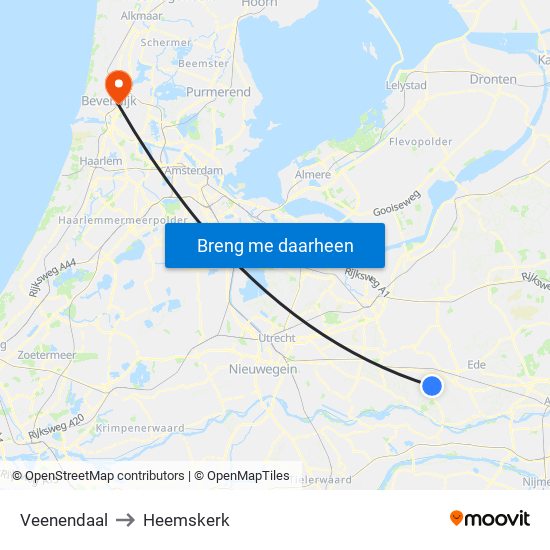 Veenendaal to Heemskerk map