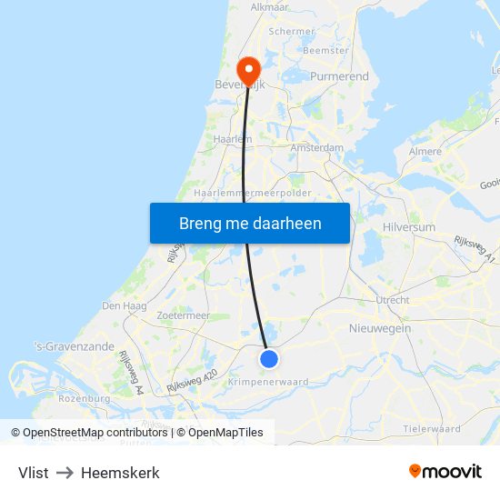 Vlist to Heemskerk map