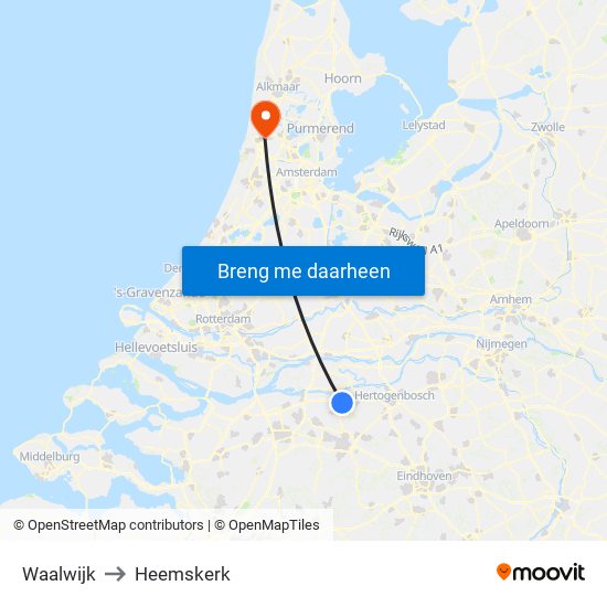 Waalwijk to Heemskerk map