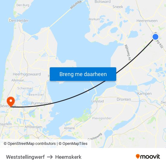 Weststellingwerf to Heemskerk map