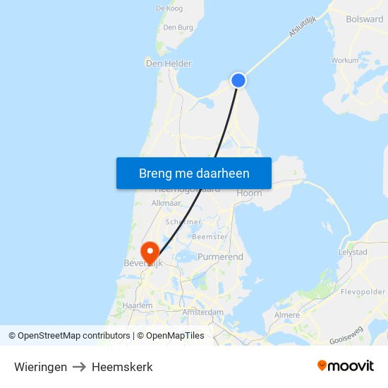 Wieringen to Heemskerk map