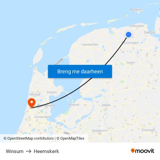 Winsum to Heemskerk map