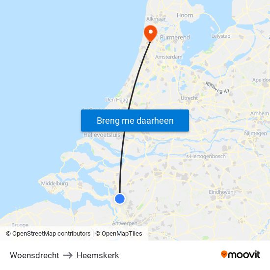 Woensdrecht to Heemskerk map