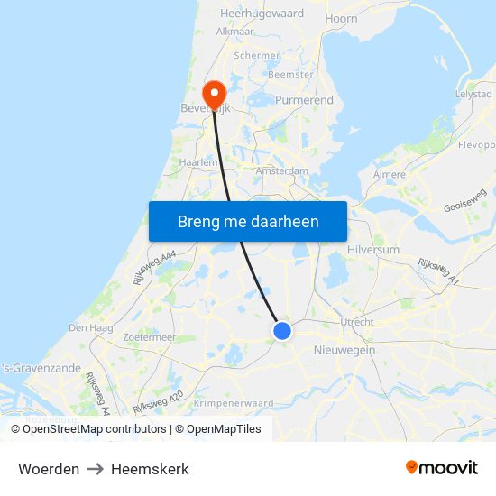 Woerden to Heemskerk map