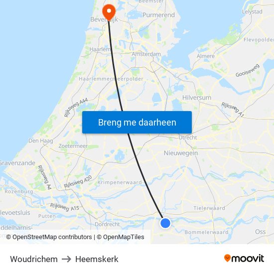 Woudrichem to Heemskerk map