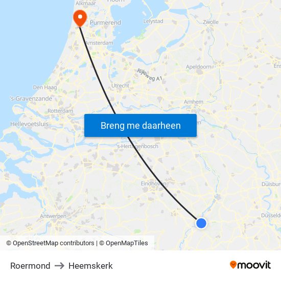 Roermond to Heemskerk map