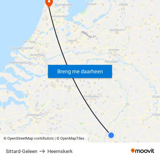 Sittard-Geleen to Heemskerk map