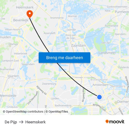 De Pijp to Heemskerk map