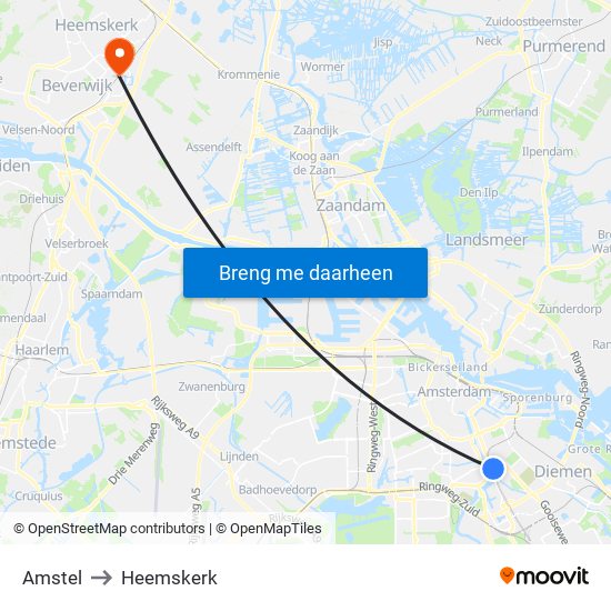 Amstel to Heemskerk map