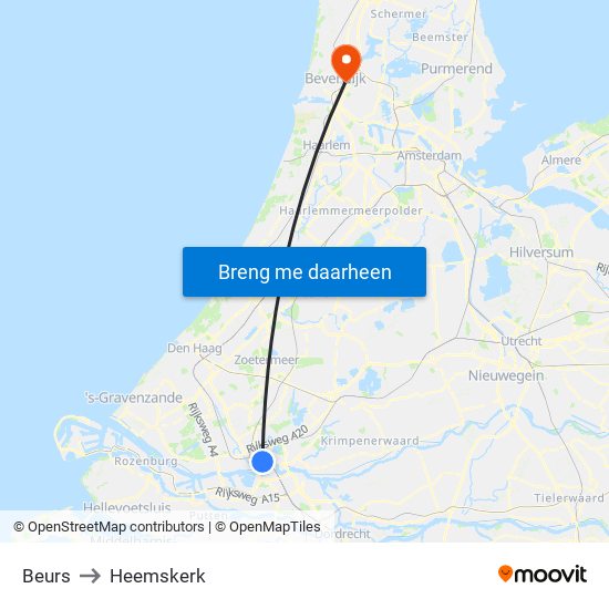 Beurs to Heemskerk map