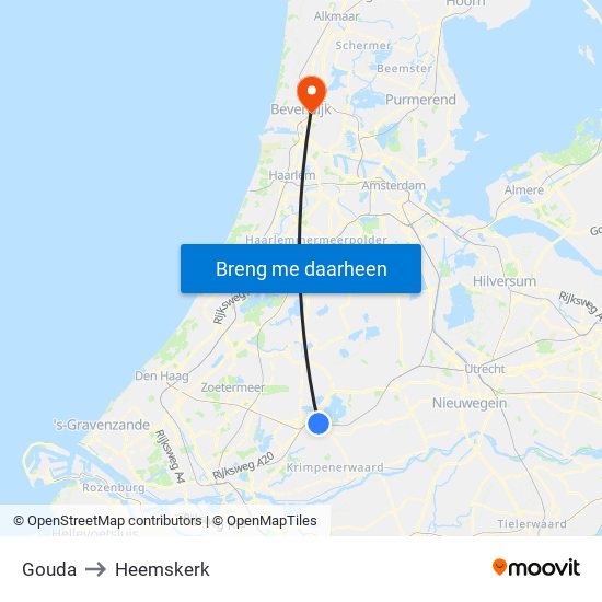 Gouda to Heemskerk map
