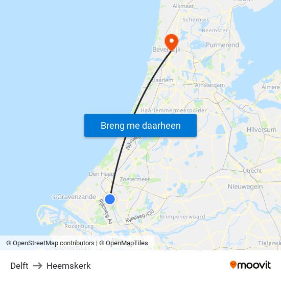 Delft to Heemskerk map