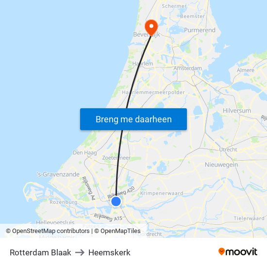 Rotterdam Blaak to Heemskerk map