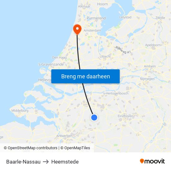 Baarle-Nassau to Heemstede map