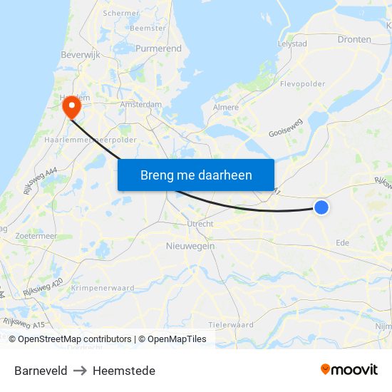 Barneveld to Heemstede map