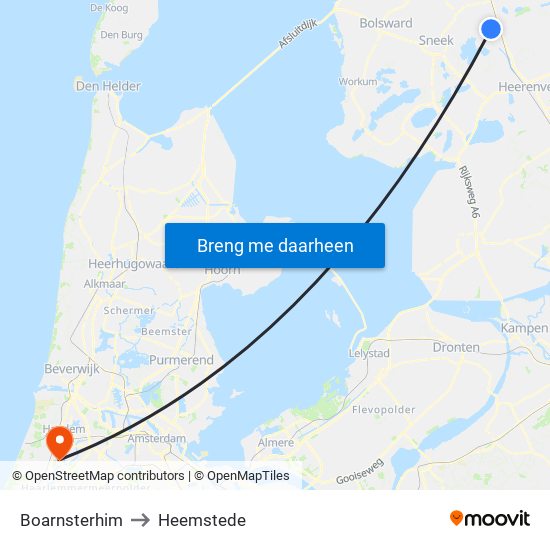 Boarnsterhim to Heemstede map