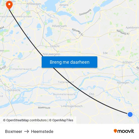 Boxmeer to Heemstede map